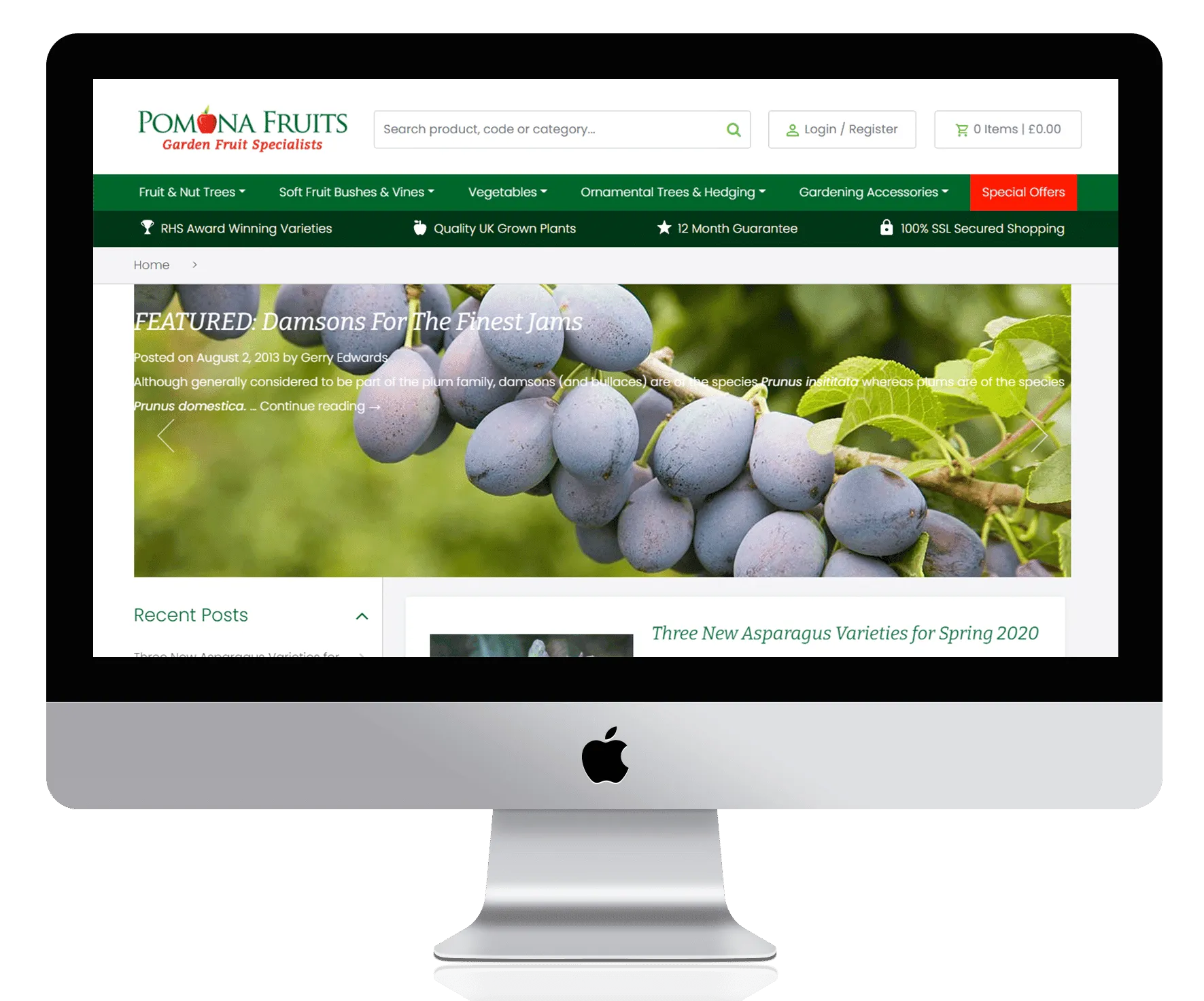 Pomona Fruits ecommerce website shown on a desktop display